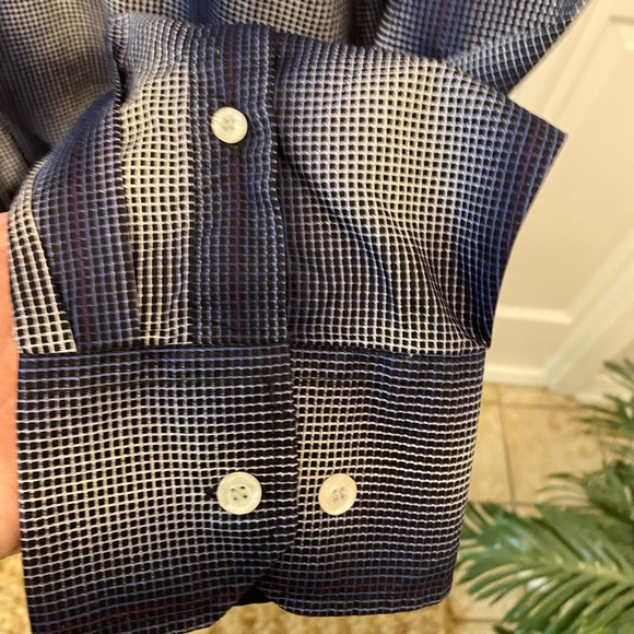 NWT English Laundry Ombre Micro Plaid Grid Button Down Shirt Flip Cuff LS XL - Picture 7 of 11